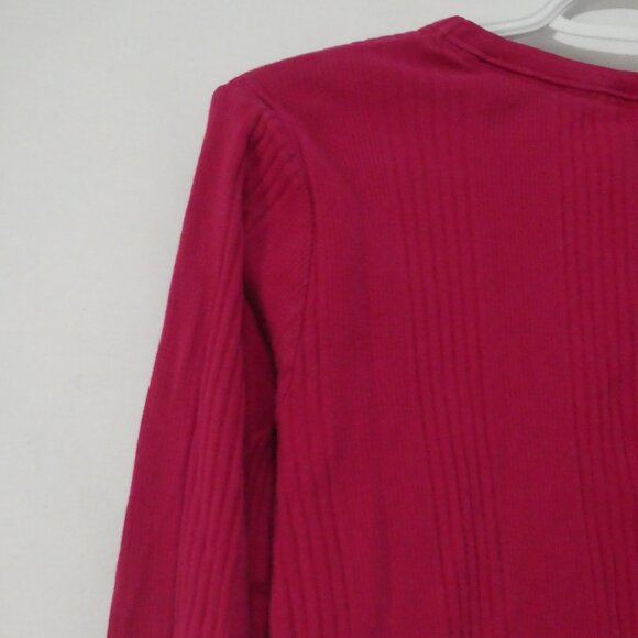 LAND'S END | medium (10-12) | Ribbed Pink Cotton Long Sleeve Pullover Shirt - Picture 10 of 16